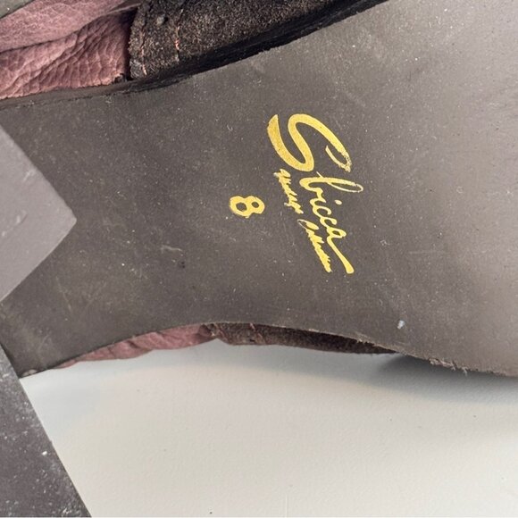 New Sbicca Leather and Suede Block Heel Sandals in Dark Burgundy Maroon - Picture 8 of 9